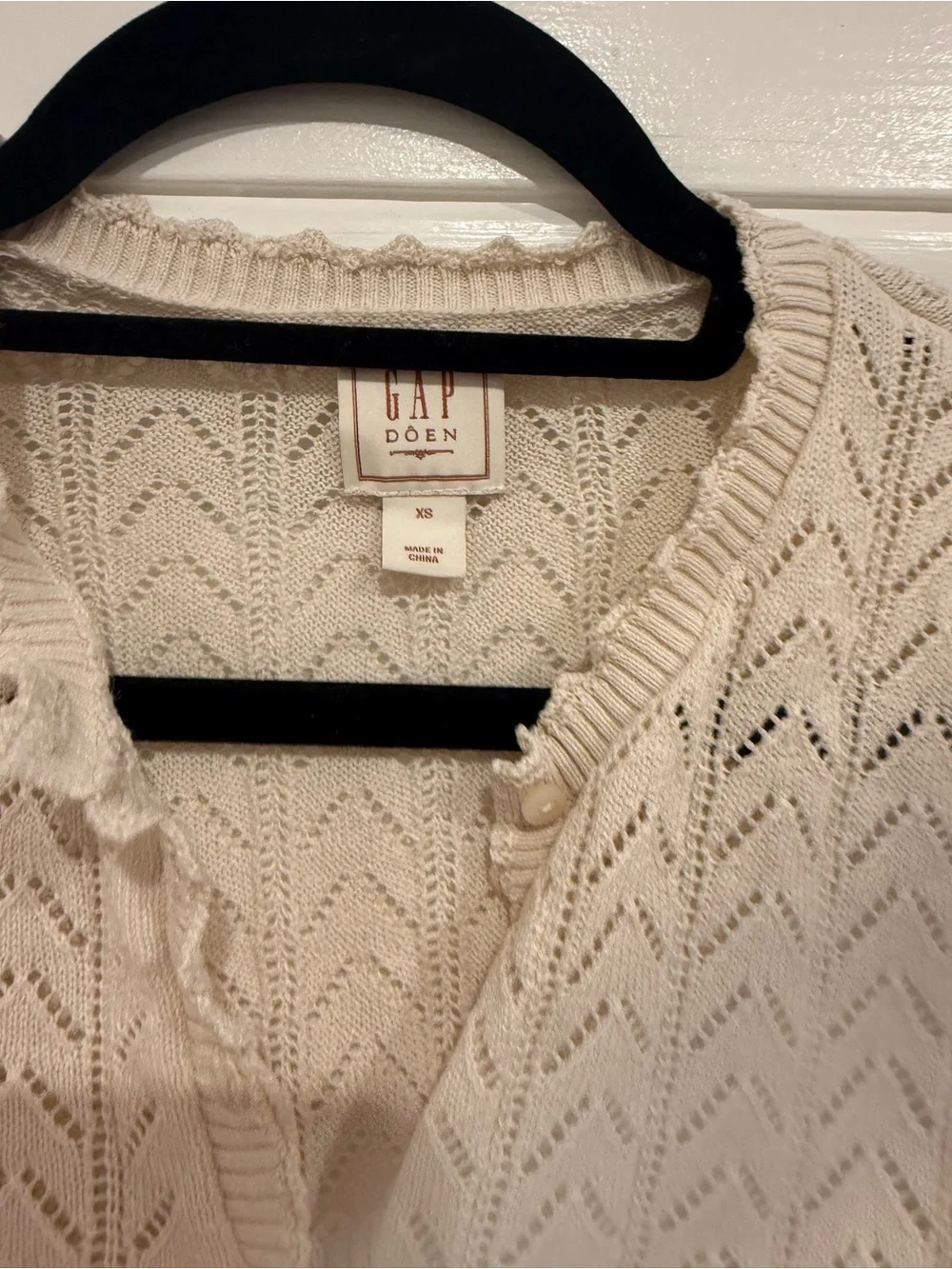 DÔEN x Gap Cream Short-Sleeve Pointelle Knit Top sweater XS doen